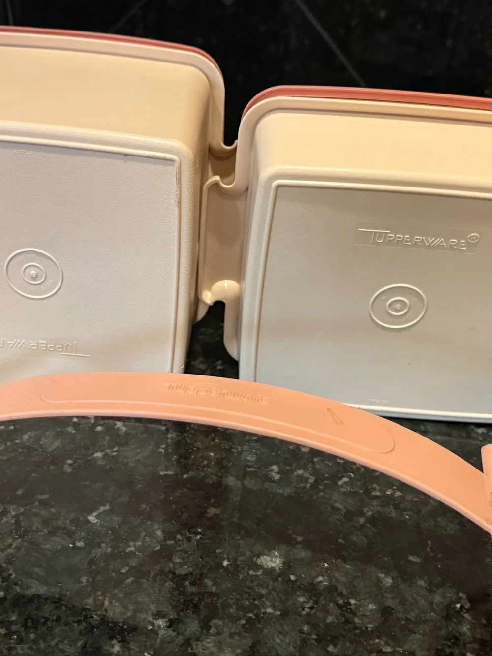 Tupperware Set - Lunch Goody Box Squares, Bowls Midget Southwestern Pink Vintage